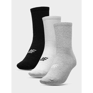 4F H4L22-SOM303 COLD LIGHT GREY MELANGE+WHITE+DEEP BLACK Ponožky EU 39/42 H4L22-SOM303 GREYWHITEBLACK